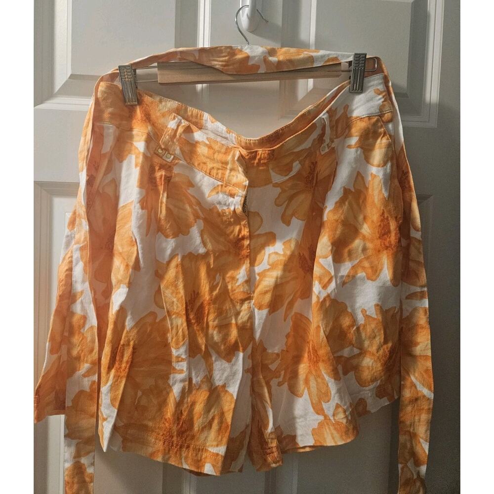 I.N.C. International Concepts High Rise Belted Shorts Women Size 14 Linen Rayon
